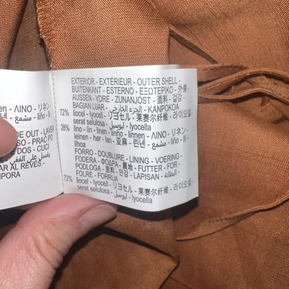 Zara Strappy Back Orange Dress Women's Medium Spaghetti Strap Linen Blend NWT - Picture 9 of 9